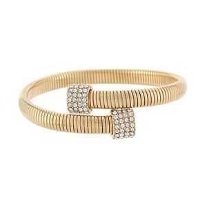 End Pave Crystal Omega Cuff Bracelet